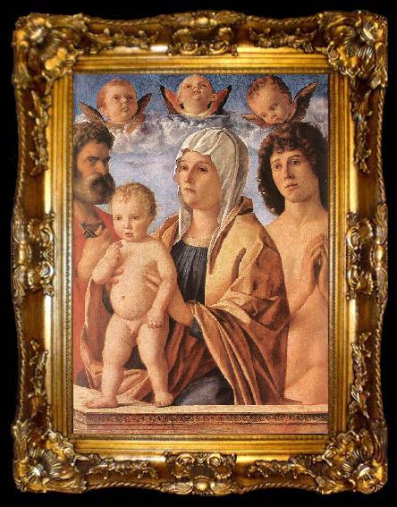 framed  BELLINI, Giovanni Madonna with Child and Sts. Peter and Sebastian fgf, ta009-2